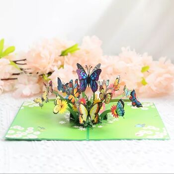 Pop Up 3D Green Birthday Card Butterflies, 3 of 3