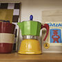 Italian Moka Pot Espresso Maker In Green And Yellow, thumbnail 1 of 7
