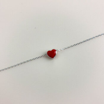 Sterling Silver Red Heart Charm Bracelet, 3 of 4
