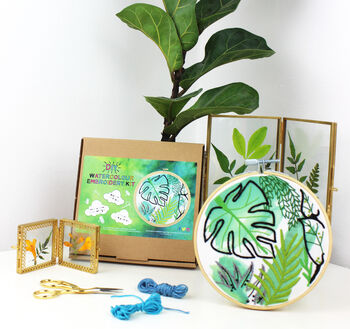 Jungle Plants Watercolour Embroidery Kit, 2 of 11