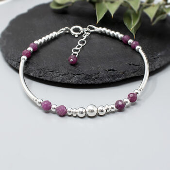 Ruby And Sterling Silver Bracelet, July Birthstone Jewellery, 4 of 5