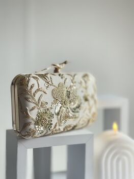 Florentine Embroidered Bird Clasp Clutch, 9 of 9