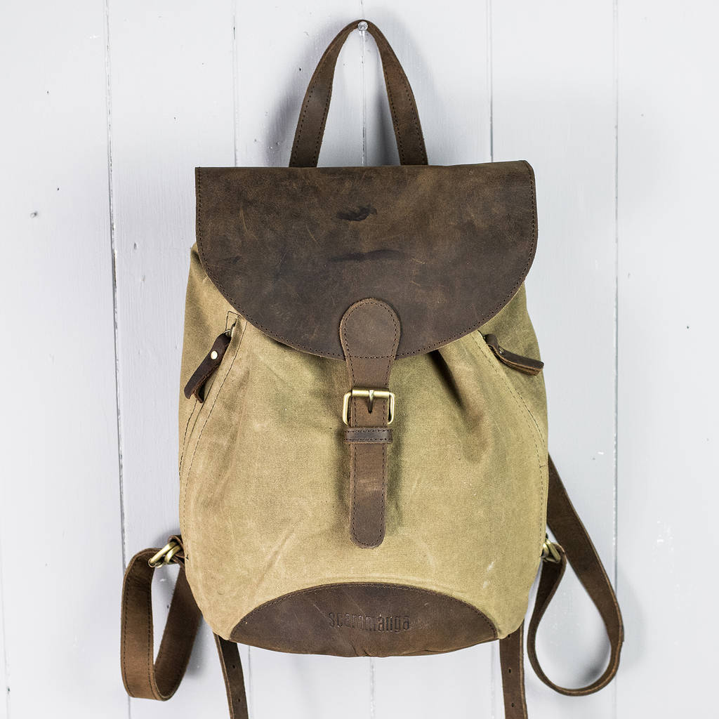 Leather And Canvas Small Backpack By Scaramanga | 0