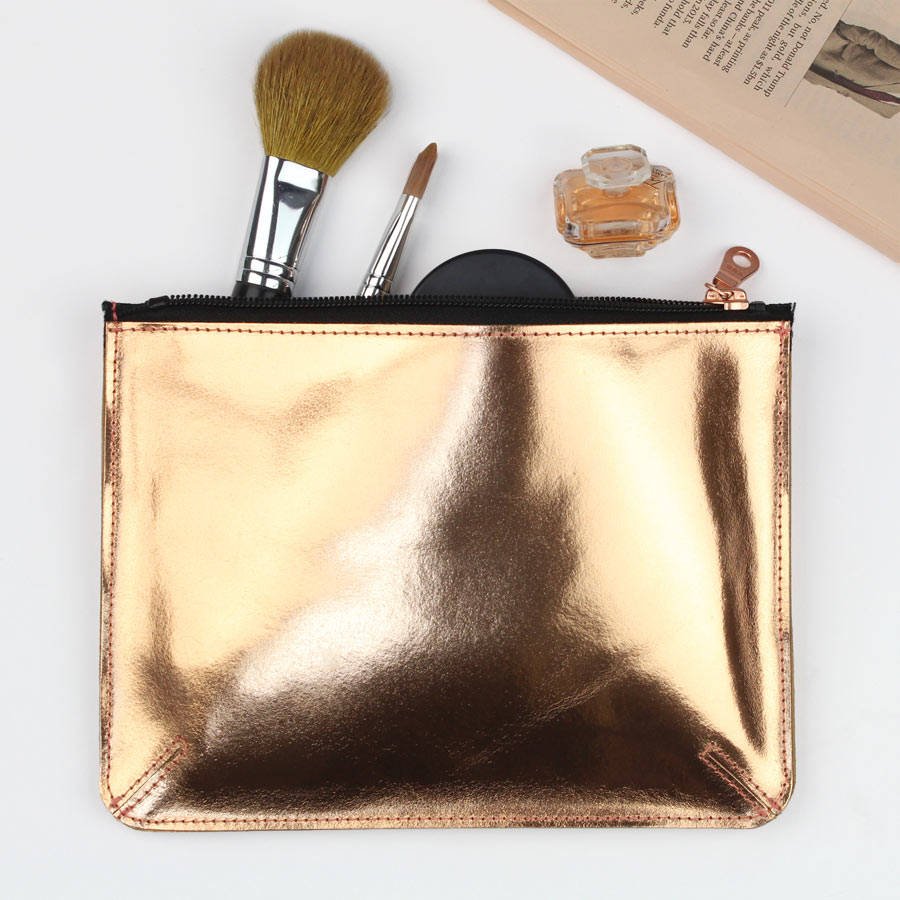 Undercover Large Leather Metallic Flat Purse By Undercover