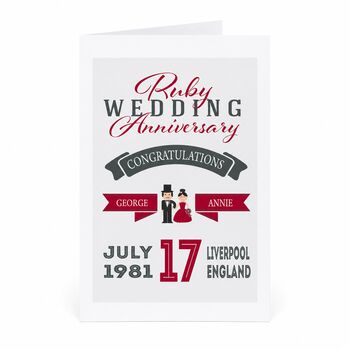 Personalised Ruby Wedding Anniversary Card, 6 of 6