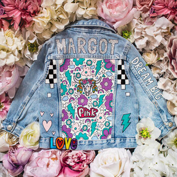 Baby Girl Personalised Hand Painted Denim Jacket, 3 of 11