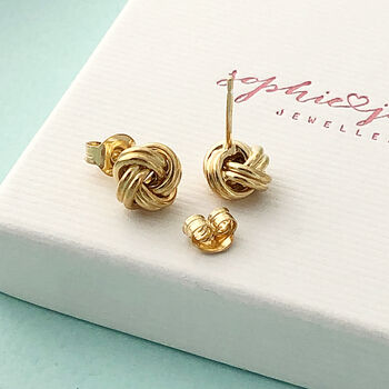 Gold Plated Knot Of Friendship Earrings, 2 of 3