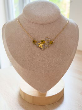 Gold Stainless Steel Honeycomb Bee Necklace, 5 of 6
