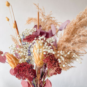 Burgundy Bouquet With Grasses And Proteas, 3 of 5