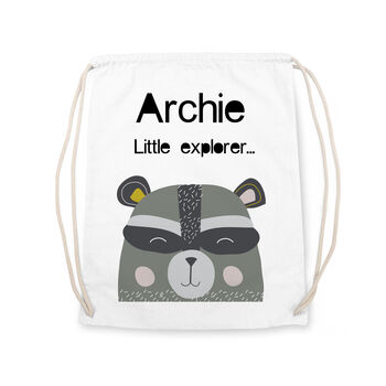 Personalised Children's Raccoon Cotton Nursery Bag, 8 of 12