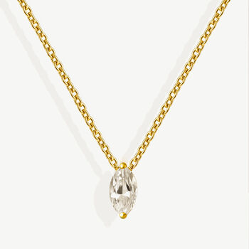 Gold Or Silver Women’s Dainty Marquise Stone Necklace, Christmas Jewellery Gift For Her, 5 of 6