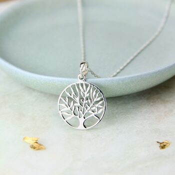 Sterling Silver Tree Of Life Round Necklace, 3 of 8