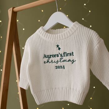 Personalised First Christmas Baby Jumper, 3 of 5