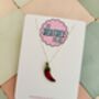 Red Chilli Pepper Charm Necklace Stay Spicy Gift Red Glitter Foodie Jewellery / Spicy Food Lover Necklace, thumbnail 5 of 5