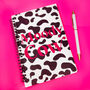 Fun Wording Animal Print A5 Notebook 'Moody Cow', thumbnail 1 of 2