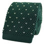 Men's Square End Knitted Tie With Dots | Dark Green, thumbnail 1 of 5