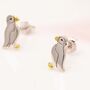 Sterling Silver Puffin Bird Stud Earrings, thumbnail 2 of 8