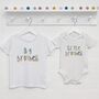Dots And Dashes Unisex Brother Sister T Shirt Set, thumbnail 4 of 5