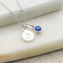 Sterling Silver September Birthstone Initial Necklace, thumbnail 1 of 5