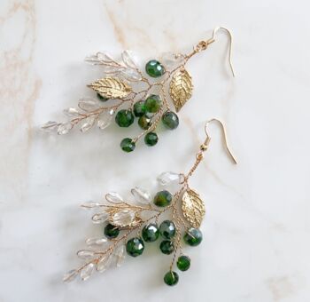 Crystal And Gold Leaf Earrings, 3 of 4