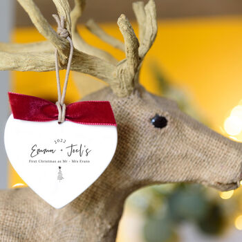 Personalised Mr And Mrs First Christmas Tree Decoration, 2 of 4