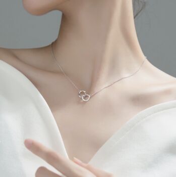 Sterling Silver Crystal Interlocking Circles Pendant Necklace, 4 of 6