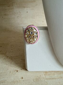 Pink Choker Gold Plated Meenakari Set, 5 of 8