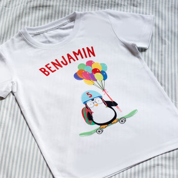 Children's Skateboarding Penguin Playground T Shirt, 2 of 6