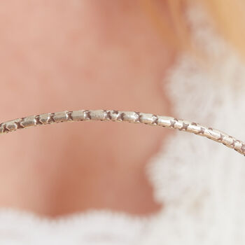 Textured Silver Skinny Stacking Bangle, 4 of 11