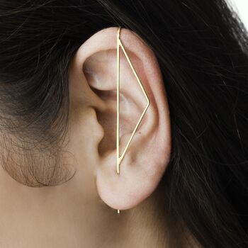 Oxidised Silver Gothic Triangle Ear Climber Earring, 4 of 6