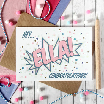 Personalised Congratulations Card, Comic Book Style, 2 of 4