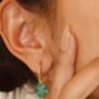 Botan Flower Natural Green Jade Huggie Hoop Earrings, thumbnail 5 of 10