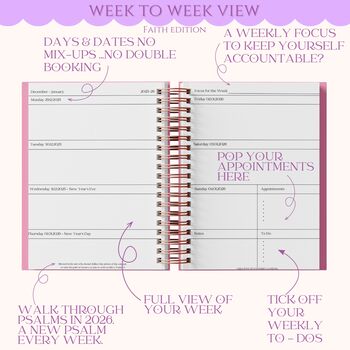 Personalised Luxury 2026 Weekly Diary| Planner| Mulberry Candy Stripe, 3 of 11