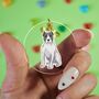 Personalised American Pitbull Portrait Keyring, thumbnail 1 of 6