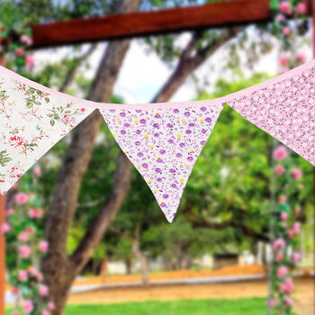 G Decor Elegant Pink And White Floral Cloth Bunting, 3 of 7