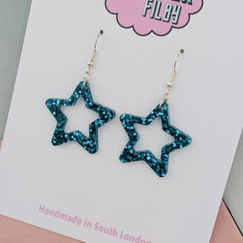 Small Star Glitter Resin Earrings, 3 of 12