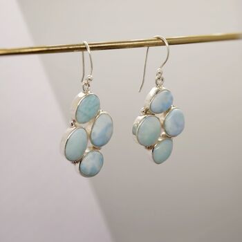 Larimar Drop Earrings: Sterling Silver Blue Gemstone, 2 of 12