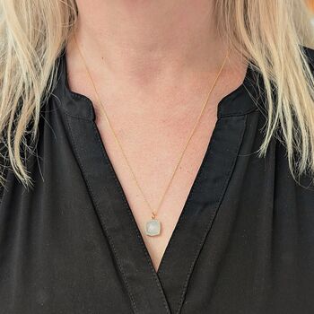 Blue Topaz Square Cushion Necklace, 6 of 9