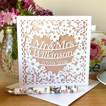 Personalised Wedding Or Anniversary Papercut Card, 3 of 5