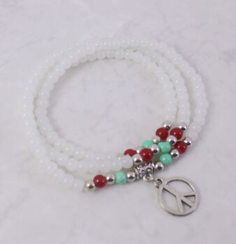 Beaded Wrap Bracelet With Peace Charm, 5 of 6