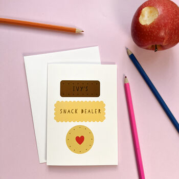 Personalised Funny Snack Dealer, Father's Day Card, 3 of 3