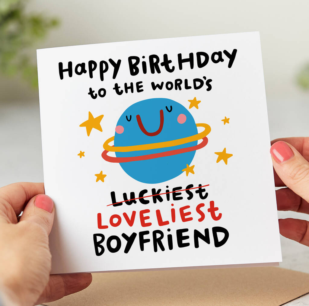 'World's Luckiest/Loveliest Boyfriend' Birthday Card By Arrow Gift Co