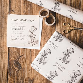 Alice In Wonderland 'We're All Mad Here' Gift Wrap, 5 of 5