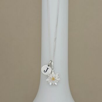 Personalised Sterling Silver Waterlily Flower Necklace, 2 of 5