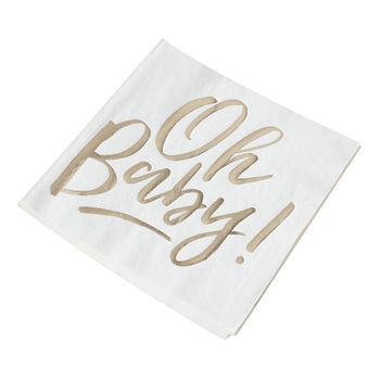 Gold Foiled Oh Baby Baby Shower Paper Napkins, 2 of 3