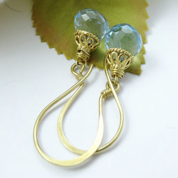 Wedding Blue Topaz Earrings In Gold Vermeil, 6 of 10