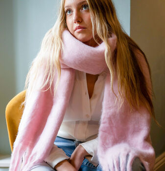 Super Soft Candy Pink Blanket Scarf, 2 of 4