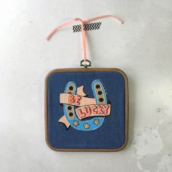 Embroidered Lucky Horseshoe Hoop Sign, 5 of 5