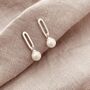 18ct Gold Plated Chain Link Pearl Earrings, thumbnail 6 of 6