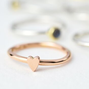 Handmade Solid Rose Gold Heart Ring, 4 of 7